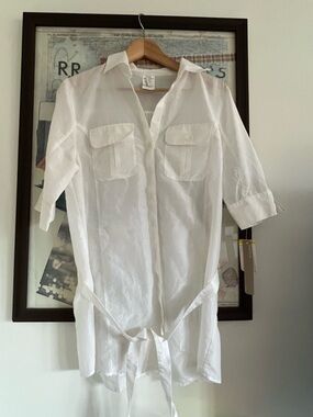 NWT Vintage Deadstock Pierre Cardin Silk Cotton Classic Minimalist Shirt Tunic M